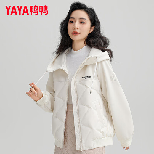YAYA (YAYA) 90+ Series Lightweight Down Jacket Women's Short 2025 Winter New Fashion Trendy Hooded Jacket Trendy KL Beige M 160/84A