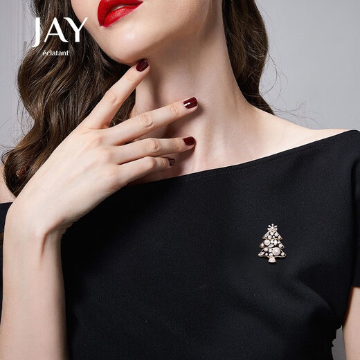 Jay's new New Year's Day brooch for women, New Year's tree brooch, snowflake collar pin, Christmas gift for girlfriend