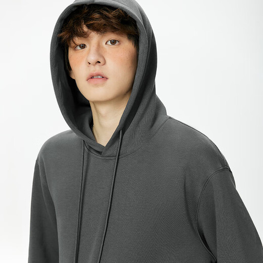 MINISO hooded sweatshirt men's autumn new heavyweight loose oversize men's trendy pullover hemp gray XL