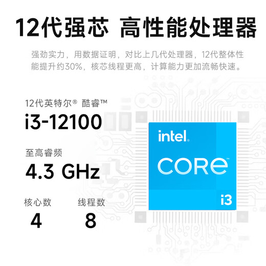 Pansheng Shang und S2 Office und Commercial Desktop Computer Complete Set (12. Generation I3-12100 8G 256 g WLAN Business-Tastatur und Maus, 1 Jahr Homepage) Single Host DIY-Montagemaschine
