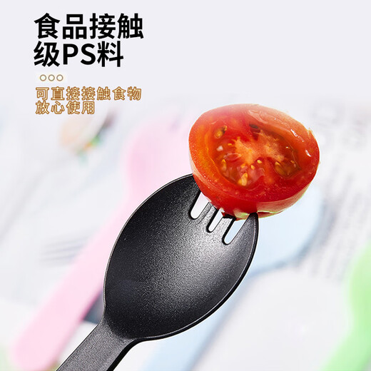 Pick-up disposable forks and spoons, 100 pieces, individually packaged frosted fruit cake dessert spoons, thickened plastic spoons