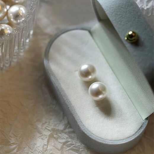 Ostantin (outstanding) S925 silver stud earrings, round shell beads, imitation pearl rings, practical gifts for girlfriends, mothers, birthdays and Valentine's Day, diameter about 10mm, Jingsuda pair