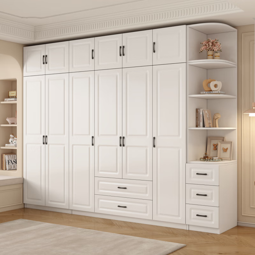 Shengchun package installation wardrobe bedroom flat door simple wooden storage practical European style large wardrobe 160*180*50 main cabinet four doors