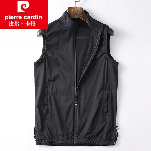 Pier Cardin Spring and Summer Nuevo chaleco delgado Luz de tela y transpirable Fashion Collar para hombres Collar Capelal Clip Clip Vest Black XL