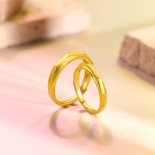 Saturday Fortune (ZLF) Gold Ring for Men and Women Pure Gold 5G Gold Geometric Couple Ring Love Corner Price T Female Ring No. 10 - 2.74g