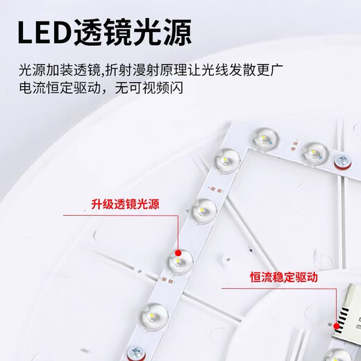 Soyada LED ultra-thin tri-proof lamp, ceiling lamp, bedroom light, balcony aisle corridor light, Zhongshan lamp, tri-proof round 48CM white light 72W (black frame) master bedroom