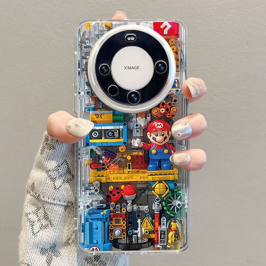 机械马里奥适用mate60手机壳PURA70PRO卡通70透明MATE50保护 太空壳-透明-JH722机械马里奥 华为mate60pro