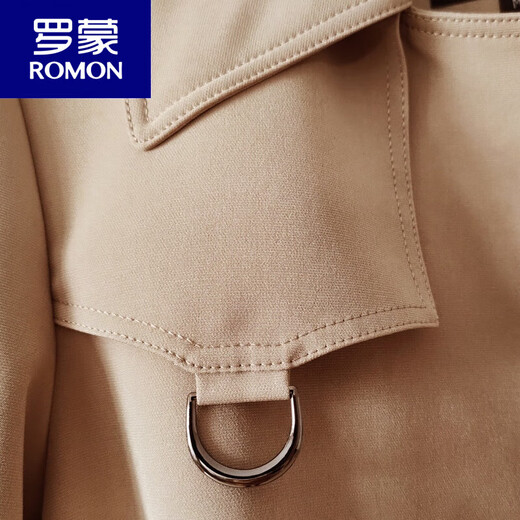 ROMON knee-length windbreaker men's European station 2026 spring and autumn new style handsome double row large size loose extra long coat trendy 1191 black 2XL