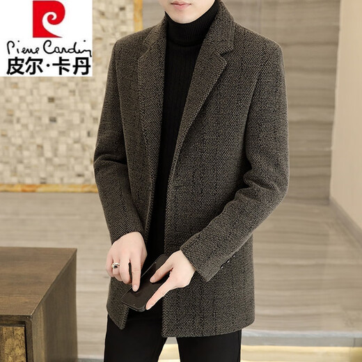 Pierre Cardin High-End-Herbst und Winter Neue Wollmantel-Männerjacke mit mittlerem Anzug mit Mid-Länge-Halsbändern im mittleren Alter im mittleren Alter.