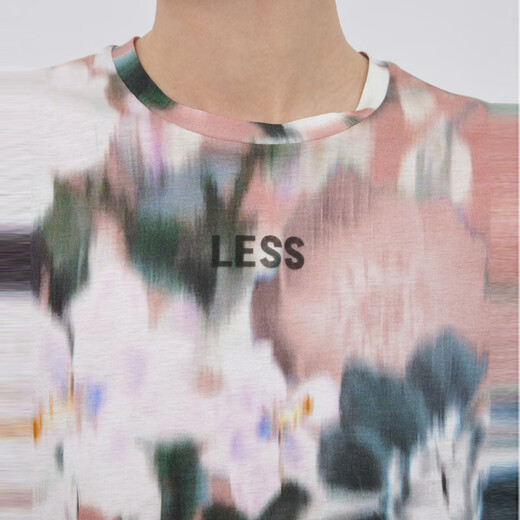 LESS棉质T恤女个性模糊印花圆领短袖上衣2N7110420 683/杂浅粉 M