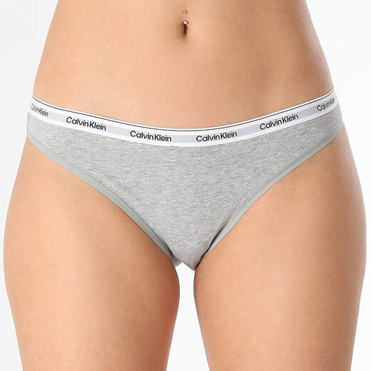 Calvin KleinCK underwear for women's cotton breathable sexy bikini briefs Three-pack MPI black and white gray S