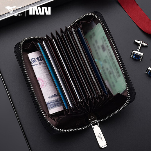 Septwolves men's card holder genuine leather large-capacity driver's license card holder card holder 2025 new cowhide men's high-end document bag new model on the market