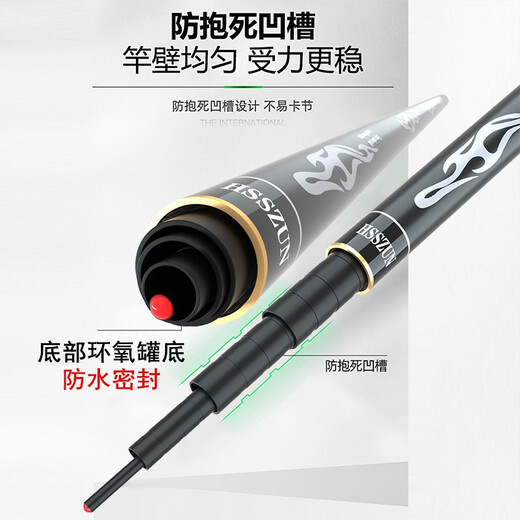 
Huashi Yihong Fishing Rod High Carbon Counter-Silk Fishing Tackle Fishing Rod Hand rod Fishing Rod Light and Hard Carp Rod Set Fishing Rod 5.4m + 4.5m + Free Seasoning