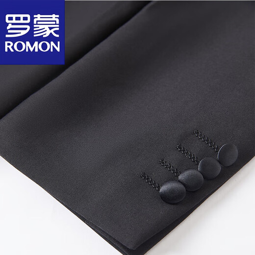 ROMON Men's Tuxedo Slim Suit Suit Stage Performance Chorus Host Groom Wedding Banquet Conductor Suit Black Suit+Pants+Vest Waist Tie 2XL