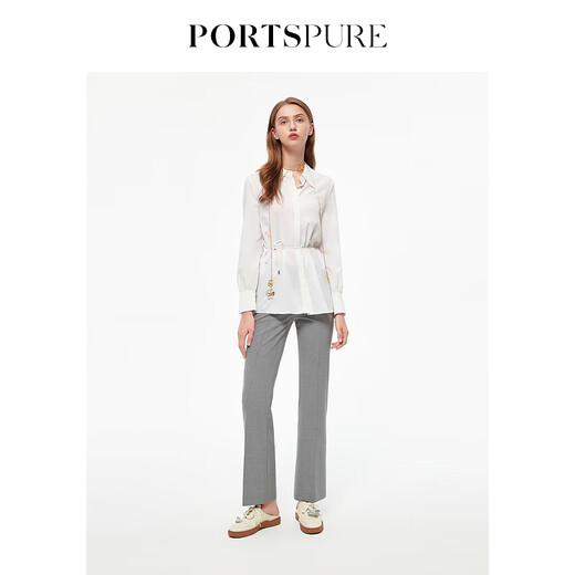PORTSPURE women's spring and summer new long-sleeved shirt RT3B040EWD042 BRIGHT WHITE M