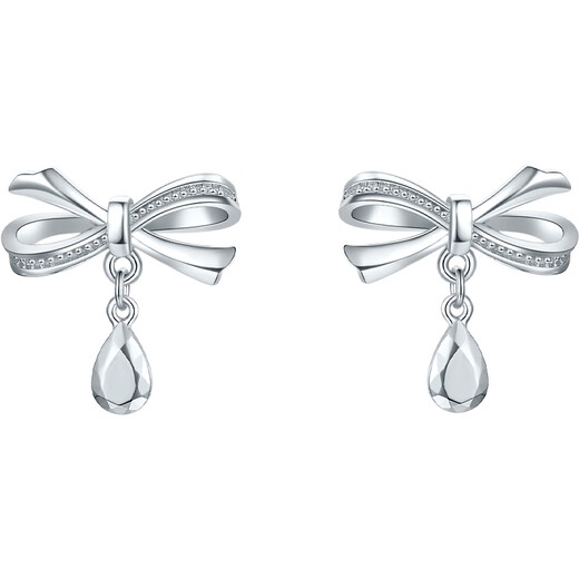 Saturday Fu PT950 platinum earrings women's bow earrings birthday gift B0914187 one pair about 3.01g