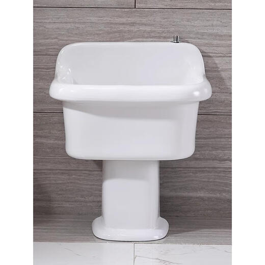 Balcony ceramic mop pool household high-leg split floor-standing mop pool basin large bathroom mop pool 55 cm Taiwan controlled water 20 pillars + faucet