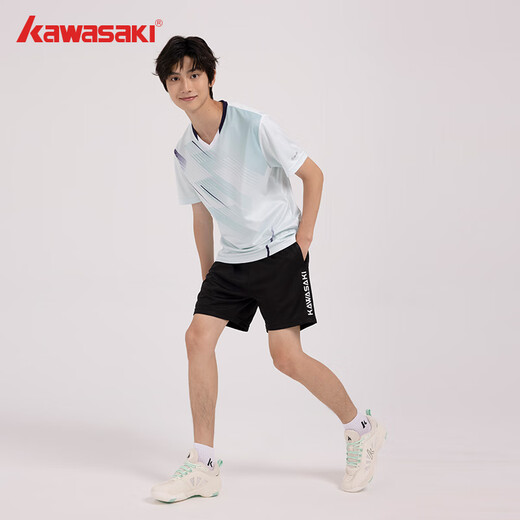 kawasaki川崎羽毛球服男款专业运动V领短袖套装B1813 抹茶绿 2XL