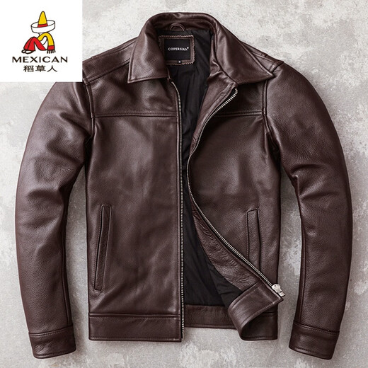 La nouvelle couche supérieure de Scarecrow Veste en cuir authentique en cuir en cuir pour hommes à la veste en cuir slim pour hommes décontracté Businet Bulleuse Men de grande taille de grande taille noir