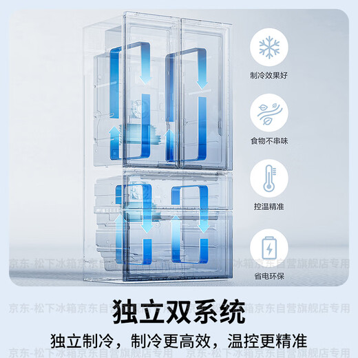 Panasonic PLUS 573L French-style multi-door refrigerator ultra-thin zero-embedded household refrigerator dual system first-level energy efficiency NR-JW57TMB-W national subsidy