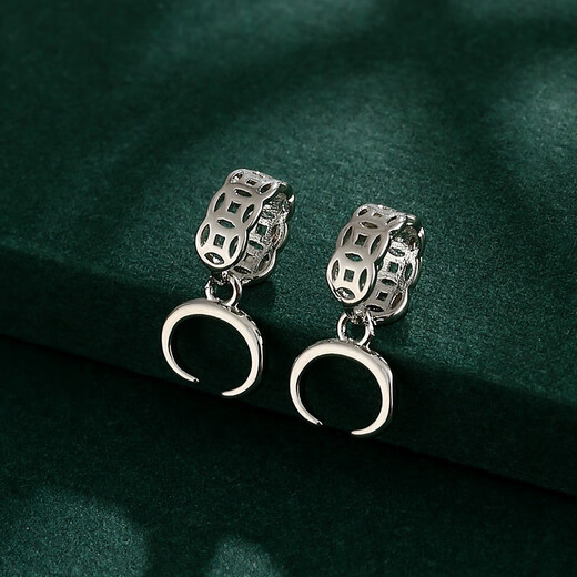 Fat Donglai same style 18K gold buckle head DIY pendant accessories button cow nose buckle horizontal buckle inlaid with jade beads white l gold