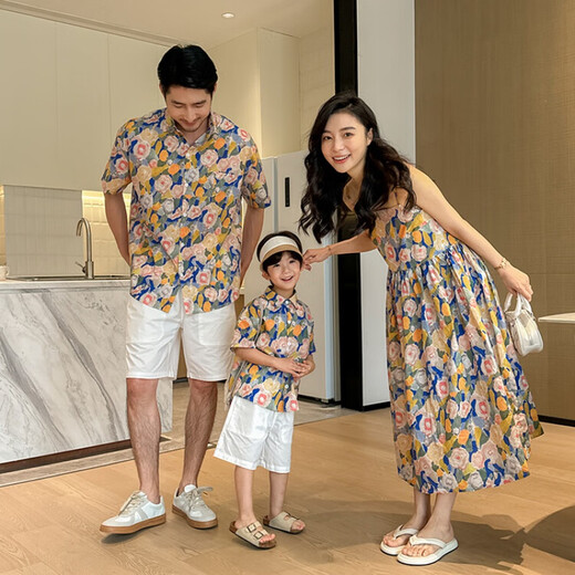 G.duck children's clothing, parent-child clothing, summer clothing, new mother-daughter clothing dress, a family of three or four, fashionable western-style suit for seaside vacation, oil painting suspender skirt 165 S