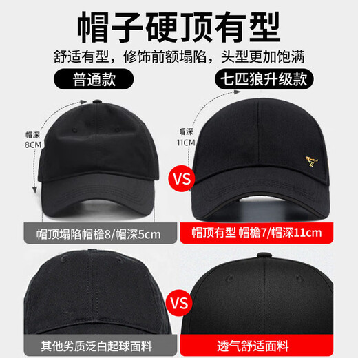 Septemberg (SEPTWOLVES) hat men's baseball hat men's classic sun protection baseball cap pure cotton men's hat casual outdoor sun hat sports summer hat black gold label [pure cotton breathable]