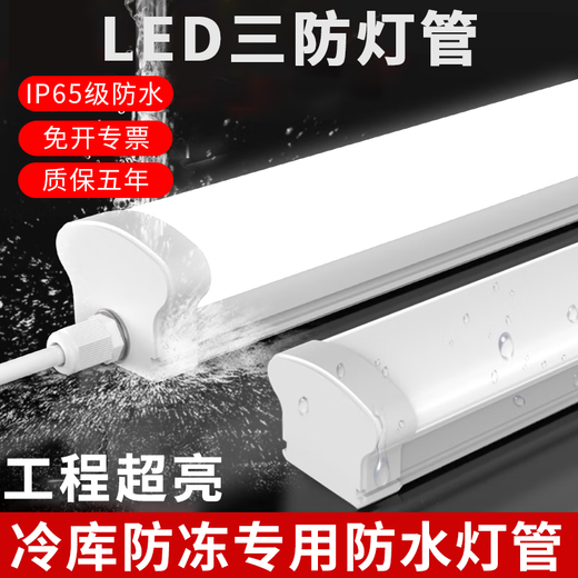Fanyao LED integrated three-proof lamp, ip65 waterproof lamp, anti-freeze, moisture-proof and dust-proof, workshop factory cold storage lighting, white light-1.2 meters-40W