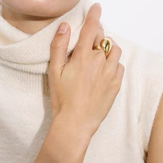 Yilian simple water drop ring for women geometric irregular exaggerated fashion metal opening ring ins niche index finger ring trend JZ7371-1 opening adjustable