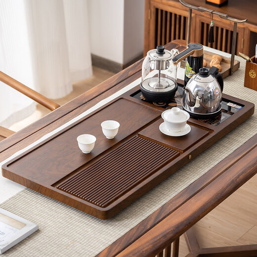Chenshi tea tray solid wood home Bakelite style office tea set complete set fully automatic Kung Fu tea table kettle integrated Huanghuali color Pinyi 80*43 open style without electrical appliances