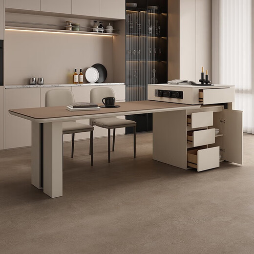 Fanyi open guide table dining table sideboard integrated household retractable slate dining table tea table dual-purpose island table dining island table 2.08-2.65 meters retractable island dining table