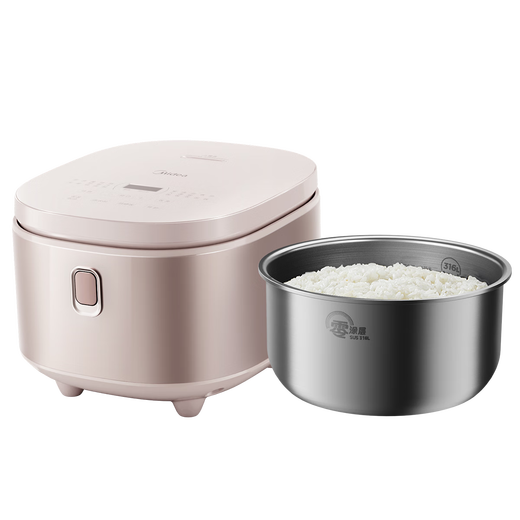 Midea low-sugar rice cooker 4L uncoated rice cooker household smart rice soup separation and draining rice cooker 316L stainless steel 3-8 people multi-function micro-pressure rice steamer MB-4E62LS