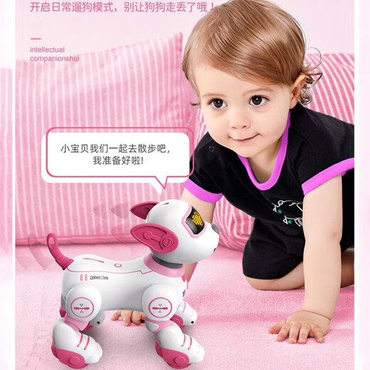 JJRIC 1 Junio ​​Regalo Voz de voz Controlada Robot inteligente Dog Children Toys Boys 3-6 años Niñas Educación temprana Robot Robot Electronic Dog Intelligent Education Educación temprana Robot Dog [Pink] 6.1 Día del Día del Niños Regalos Caminantes Electronic Dog