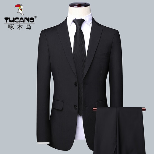 Woodpecker Suit Men's Solid Color Business Casual Suit Professional Formal Men's Suit Two-piece Groom Wedding Dress 801 Gray S/160/Pants 30 Recommended Weight 90-100Jin Jin is equal to 0.5 kg