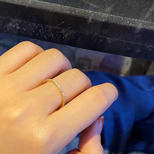 Fat Donglai's same style rose gold ring with row of diamonds for women 18k gold plated design niche fashion personalized color gold rose gold US size 9