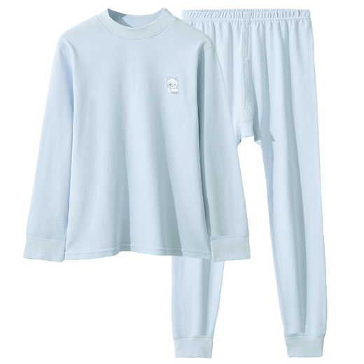 Catman Children's Thermal Underwear Boys Pure Cotton + Mid-Collar Autumn Clothes and Autumn Pants Baby Autumn and Winter Bottoming Pajamas Set