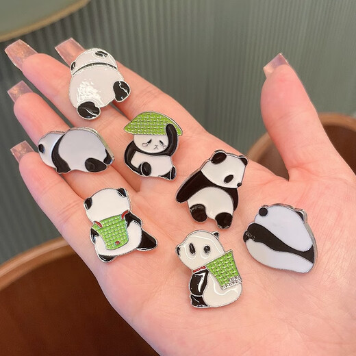 QUAMER Chinese style cute panda brooch cartoon pin male and female couple metal badge main picture super value 7-piece set