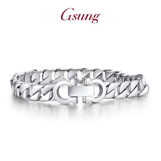 GsunG Platinum Bracelet Men's Cuban Bracelet New PT950 Platinum Bracelet Men's Solid Atmosphere Horsewhip Chain Clasp PT950 Bracelet Approximately 48g 19cm Reservation