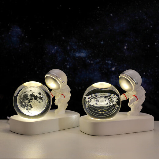 Fascini Astronaut Night Light Little Prince Crystal Ball Luminous Base Desktop Ornament Birthday Gift Beloved Astronaut-Little Prince Rose Gift Box