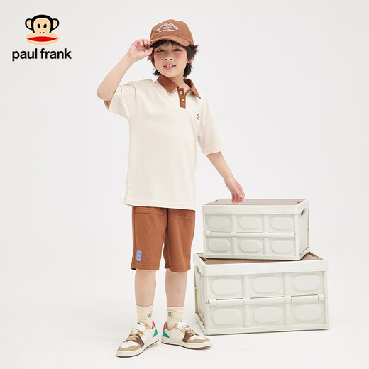 大嘴猴（paul frank）童装儿童套装2025夏季男女童休闲百搭简约中大童时尚套头两件套 黑色 140