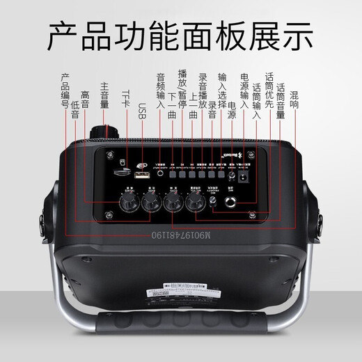 Malata Bluetooth wireless portable electric acoustic guitar bass folk singing instrument speaker outdoor square dance karaoke audio mini subwoofer black