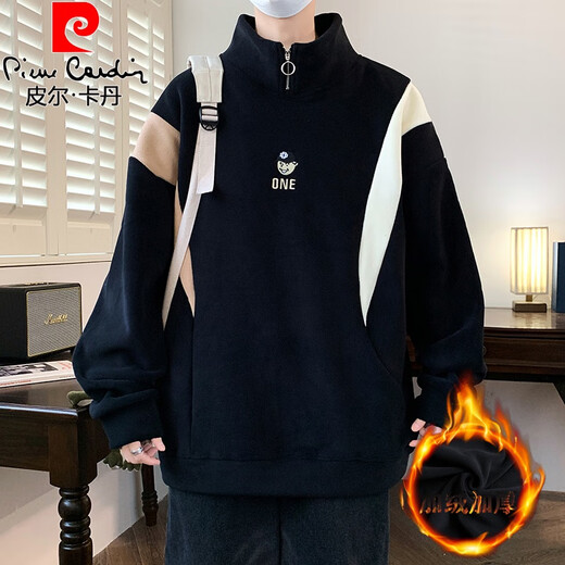 皮尔卡丹（pierre cardin）春秋季加绒加厚卫衣男孩13初高中学生15岁青少年大童半高领打底衫 9793绿色(单件卫衣) 加厚 加绒 XL 130-150斤左右