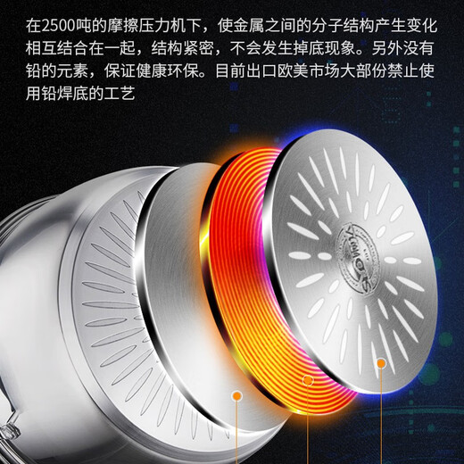 Shunda (SND) Japanese steamer 304 stainless steel thickened double bottom single layer multi-purpose soup pot open flame induction cooker universal 26cm