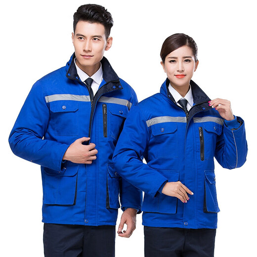 
Shurong labor protection work clothes cotton jacket, thickened and warm, removable reflective strip cotton jacket, Baolan 17084A
