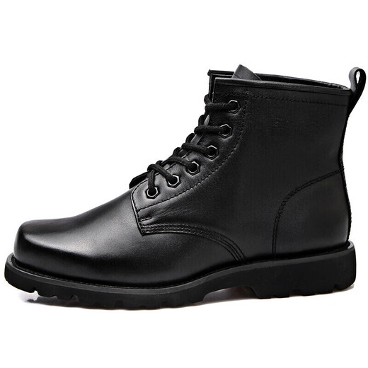 Strongman men's boots 3515 work leather shoes cowhide wear-resistant outdoor military fan boots Classic Martin boots Black size 42
