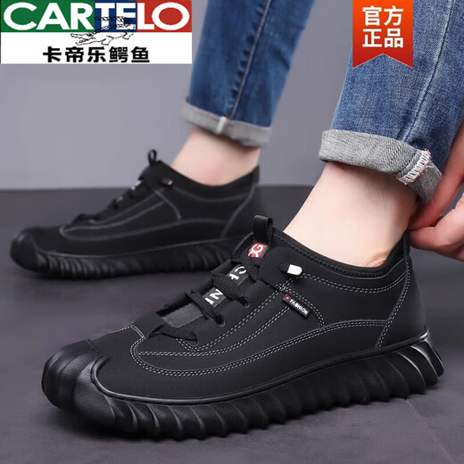Cartelo Marke Full Cowhide Herrenschuhe für echte Ledersport- und lässige Lederschuhe für Männer und Velvet -Baumwollschuhe Wanderschuhe für Herren OULEN 9226 Single Schuhe grau 38