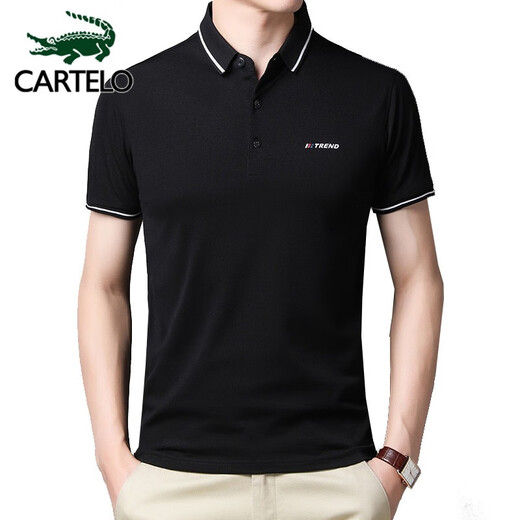CARTELO Polo shirt men business casual lapel base shirt men solid color versatile T-shirt men top J1F2061120068 black 2XL