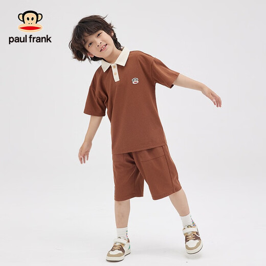 大嘴猴（paul frank）童装儿童套装2025夏季男女童休闲百搭简约中大童时尚套头两件套 黑色 140