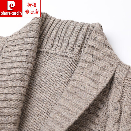 Pier Cardin Marke High-End-Herrenbekleidung Frühling und Herbst Wollmantel mit grünen Obst-Repels für Männer Außenkleidung Pullover dicker Pullover Strickpullover Strickjangel Trendy Strick Schwarz S