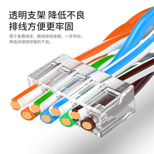 
Ten thousand grade (OFNPFTTH) super six 10 Gigabit shielded crystal head CAT6a network jumper crystal head RJ45 engineering-grade network cable connector 30 packs WJ-15262